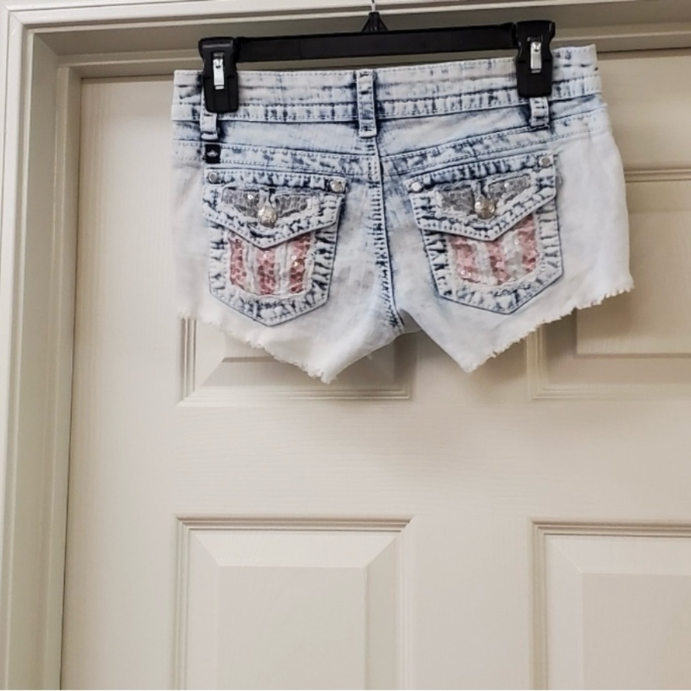 Almost Famous Light Blue Jean Shorts are a junior size 1. - Picture 3 of 10